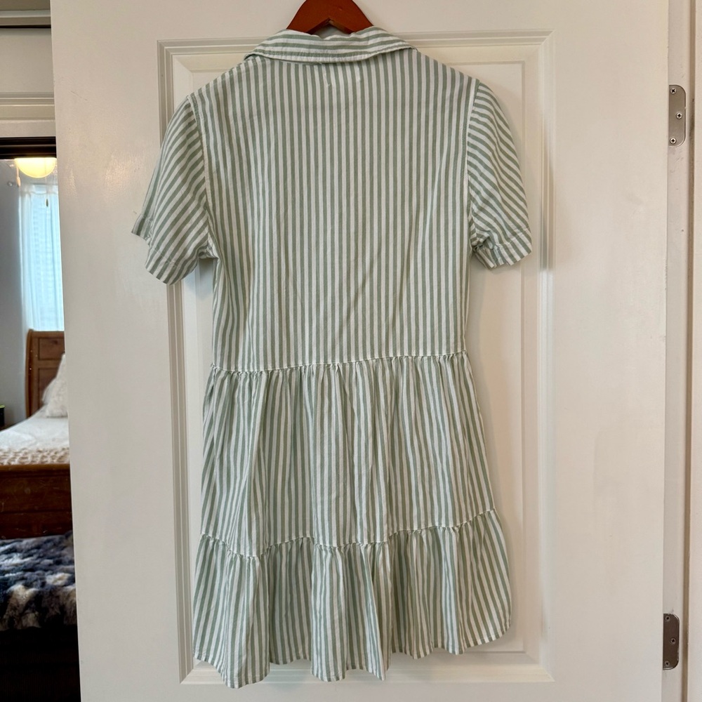 Sage Green and White Striped Dress - Picture 4 of 7